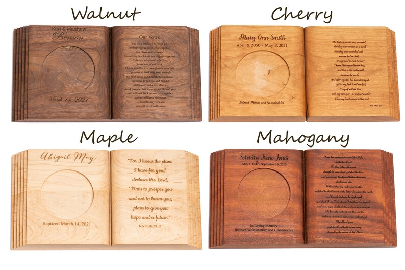 Memorial Book Solid Wood Bible With Personalized Verse Etsy