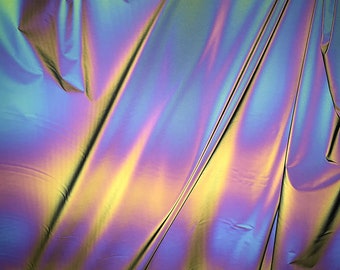 Holographic Rainbow Reflective Fabric: Colorful Gradient Material (140 x 140 cm)