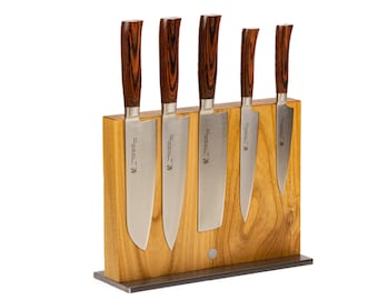 Messerblock Holz Magnetisch für 10 Messer (Kirsche)