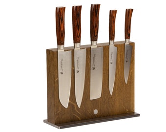 Messerblock Holz Magnetisch für 10 Messer (Räuchereiche)