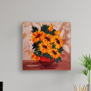 ひまわり「Сонязники」 - アクリル、キャンバス 30 x 30 cm - ウクライナ支援