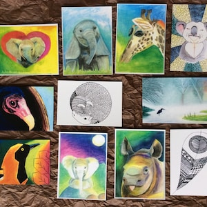 Cartões postais impressos com obras de arte da natureza (preço por cartão)