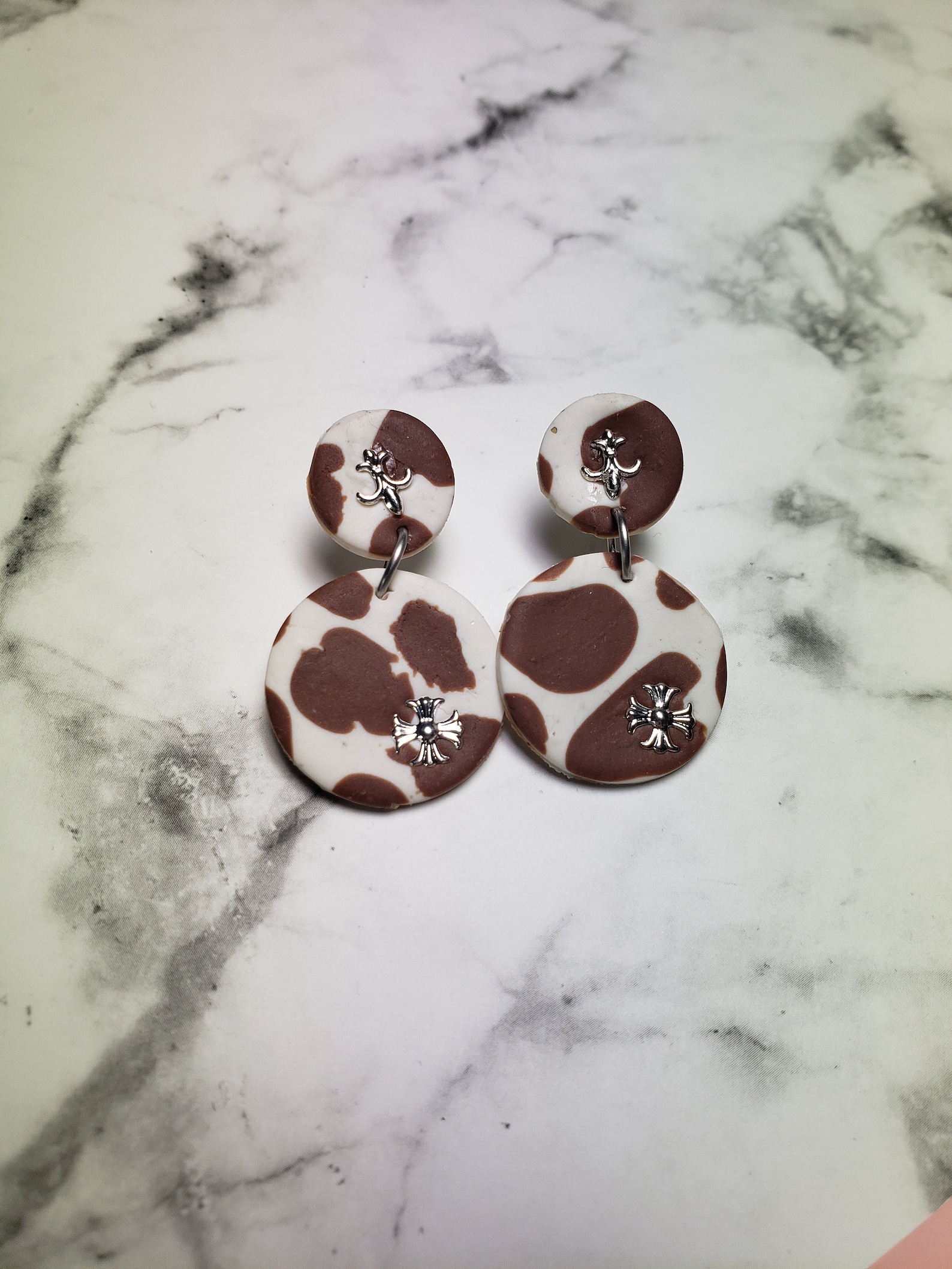 Brown Cow Western Stud Earrings Etsy