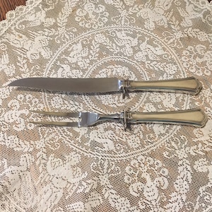 Wallace Sterling Handled Carving Set with Rest in the Pattern Concord, 1940&#39;s