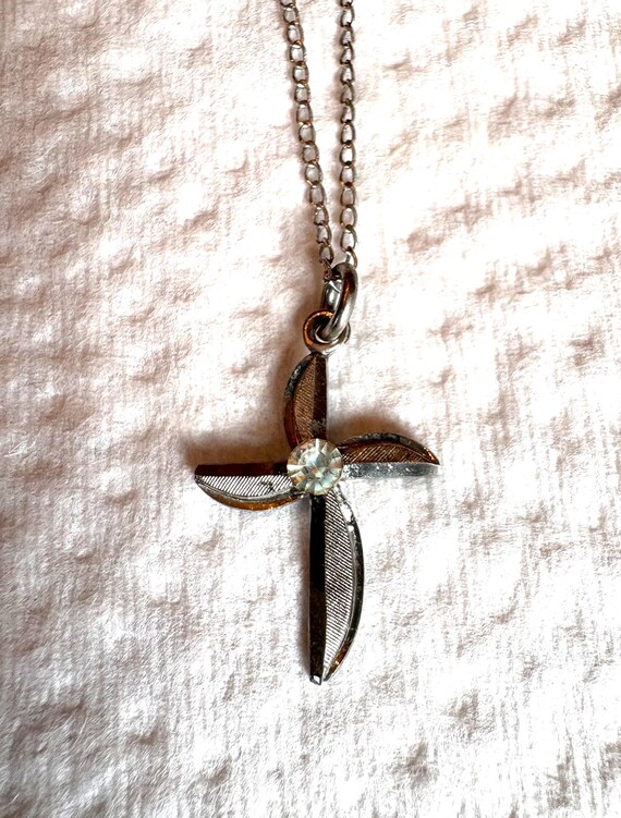 Sterling Silver Cross "Sterling Chapel" w/ Clear Stone