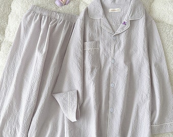 Gute Qualität, graues Pyjama-Set aus reiner Baumwolle | Hochzeitspyjamas | Brautjungfern Pyjama | Brautjungfern-Vorschlag | Junggesellenabschied | Damen Pyjamas | Geschenke