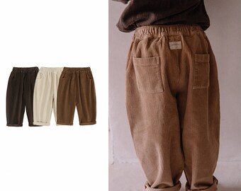 100% Cotton Vintage Corduroy Pants | Wideleg Pants for Children | Adjustable Waist Corduroy Pants | Gender Neutral Baby Playsuit | 0-4 Years