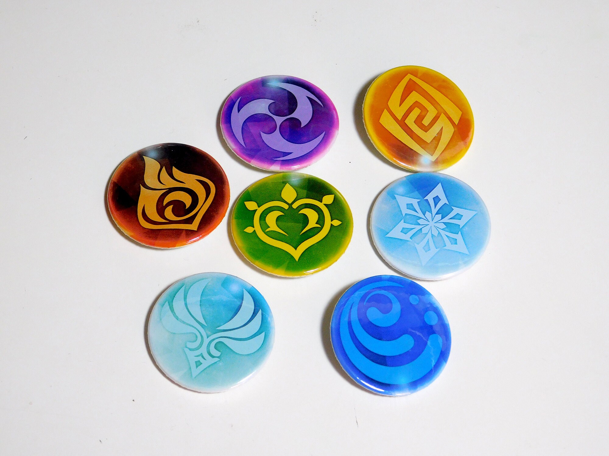 Genshin Impact Element Symbols 38mm Badges Etsy