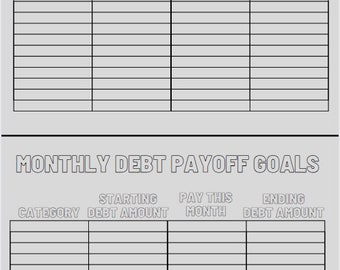 Monthly Debt / Pay off Tracker (2 months each)
