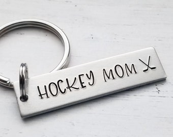 Hockey Mom Keychain, Sports Mom Keychain, Hockey Keychain, Mom Keychain, Sports Mom, Mom Gift, Dad Gift, Custom Keychain Gift, Hand Stamped