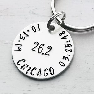 Marathon Keychain, Runner Keychain, Half Marathon Keychain, 26.2, Runners Gift, Triathlon, 13.1, 5K race,Custom Keychain Gift,  Hand Stamped