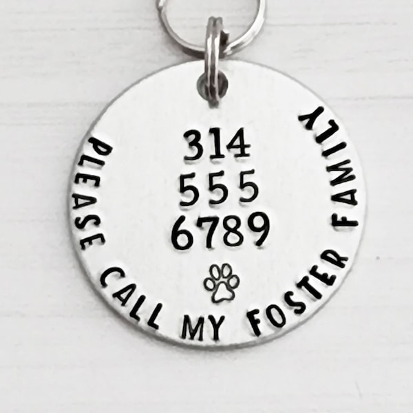 Call My Foster Family, Dog Tag for Dogs, Dog ID Tag, Dog Name Tag, Foster, Dog Tag for Collar, Dog Tag, Pet Tag, Pet ID Tag, Hand Stamped