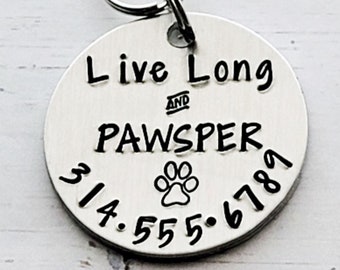 Love Long and Pawsper, Dog Tag for Dogs, Star Trek, Dog ID Tag, Dog Name Tag, Dog Tag for Collar, ID Tag for Dogs, Dog Tag, Hand Stamped