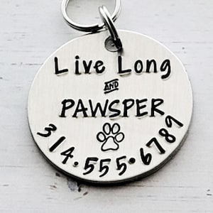 Love Long and Pawsper, Dog Tag for Dogs, Star Trek, Dog ID Tag, Dog Name Tag, Dog Tag for Collar, ID Tag for Dogs, Dog Tag, Hand Stamped