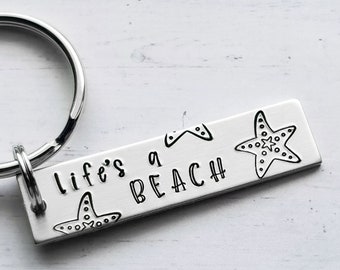 Lifes a Beach Keychain, BFF Gift Keychain, Sister Keychain, Inspirational Keychain, Best Friend, Personalized Keychain, Custom, Hand Stamped