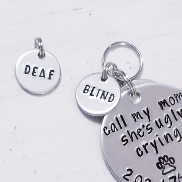 Add-on Only, Deaf or Blind Tag for Dog, Dog ID Tag, Dog Tag for Collar, ID Tag for Dogs, Bar Dog Tag, Pet ID Tag, HandStamped