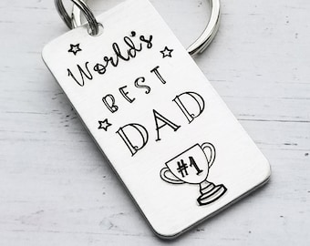 World's Best Dad Keychain, New Dad, Fathers Day Keychain, #1 Dad, Keychain for Dad, Custom Keychain Gift, Mom Gift, Dad Gift, Hand Stamped