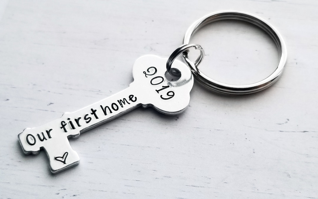 New Home Keychain, Our First Home Keychain, House Warming Gift, New Apartment Gift, Homeowners