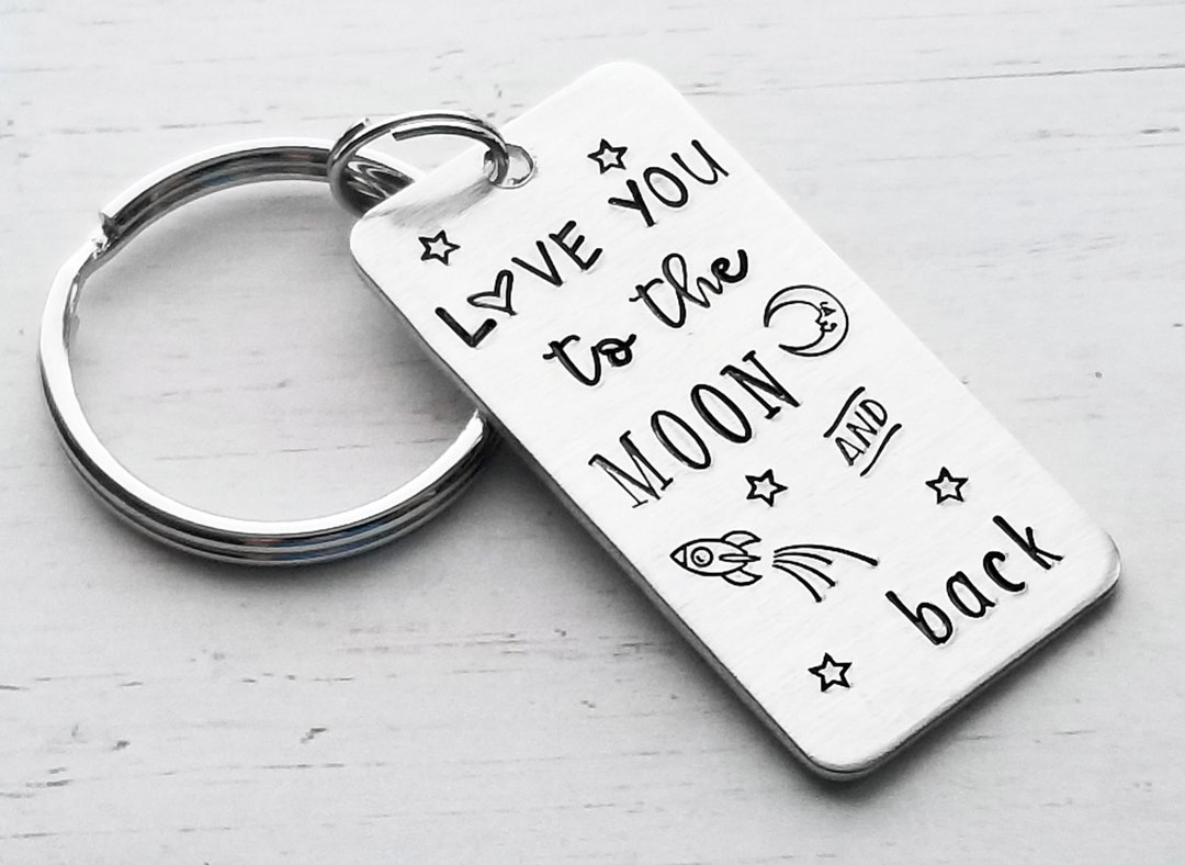 I Love You to the Moon and Back Keychain, Moon Keychain, Wife Gift ...