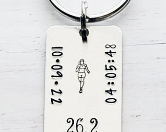 Marathon Keychain, Runner Keychain, Half Marathon Keychain, 26.2, Runners Gift, Triathlon, 13.1, 5K race, Custom Keychain Gift, Hand Stamped