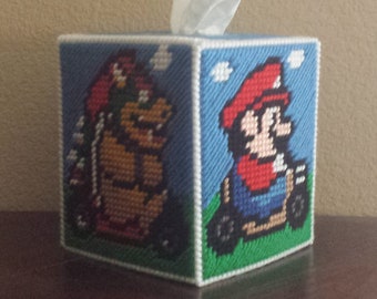Custom Mario Kart Tissue Box Cover: Handmade Plastic Canvas