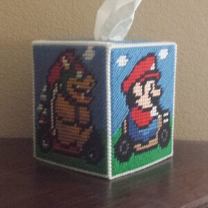 Funda de caja de pañuelos personalizada de Mario Kart: lona de plástico hecha a mano