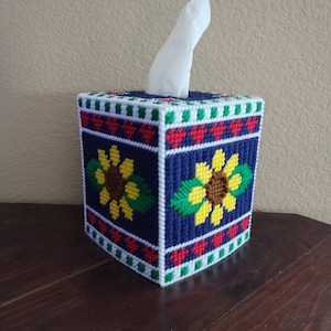 Country Sunflower Heart Garden Handmade Plastic Canvas Tissue Box Cover Home Decoration