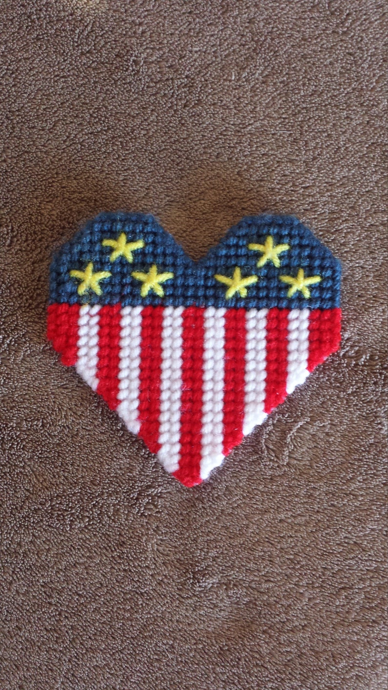 Handmade Finished 4th of July Patriotic Heart Refrigerator Magnet