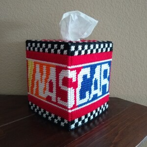 Nascar Handmade Race Car Racing Sports Logo Plastic Canvas Tissue Box Cover