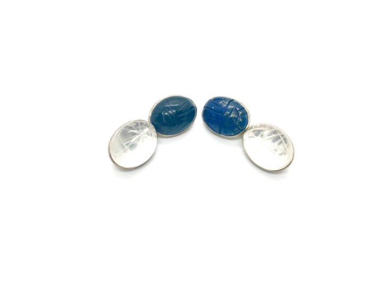 Sterling Silver Onyx /& Lapis Scarab Cufflinks Vintage Great Falls Metal Works