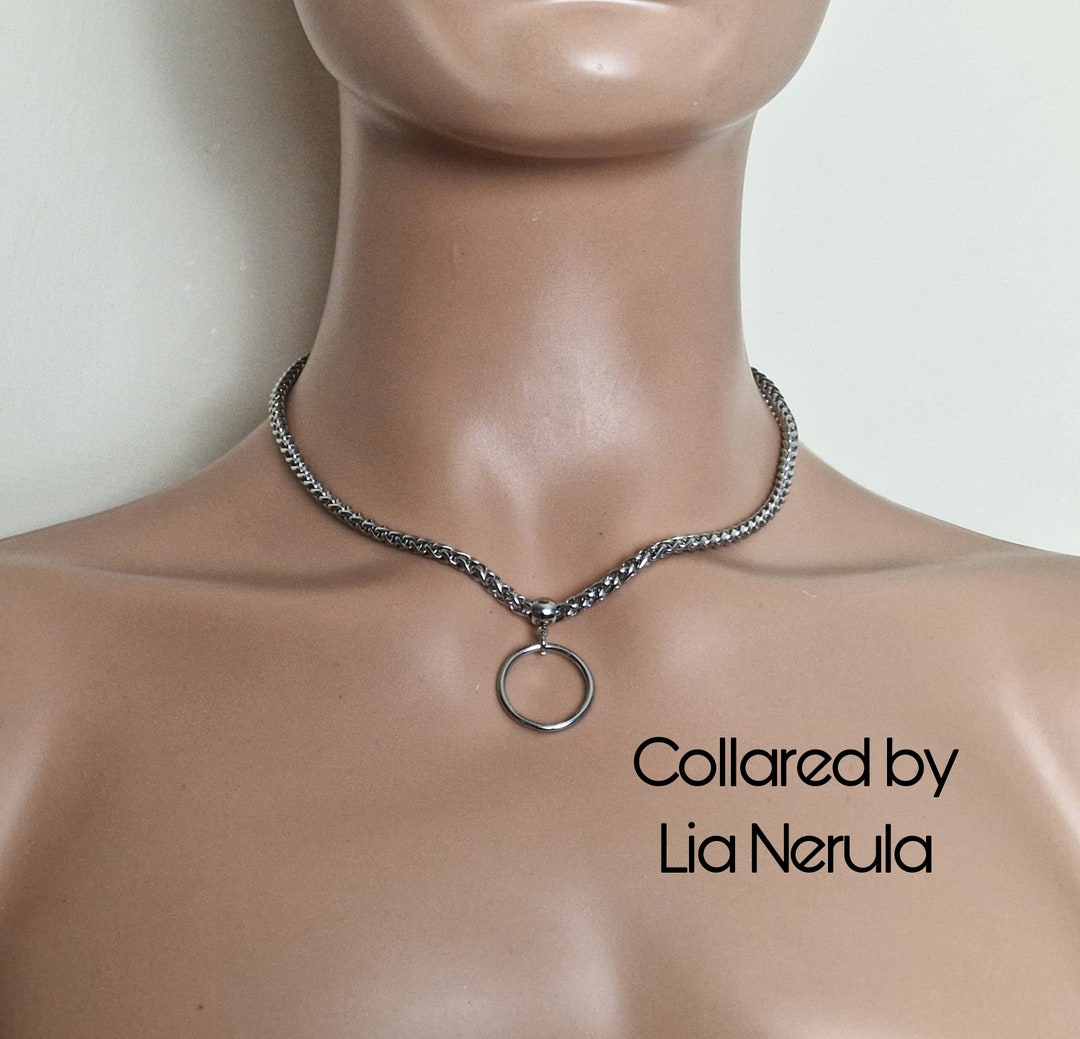 O Ring Discreet Day Collars for Subs, 24/7 Unisex Wheat Chain Collar