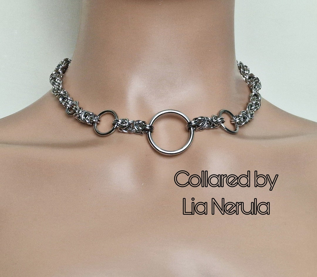 Chunky Triple O Ring Collars for Subs, 24/7 Unisex BDSM Collar With Hex