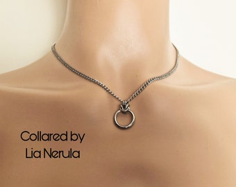 Dainty Stainless Steel O Ring Collar: Submissive Day Collar Necklace With Hex Lock