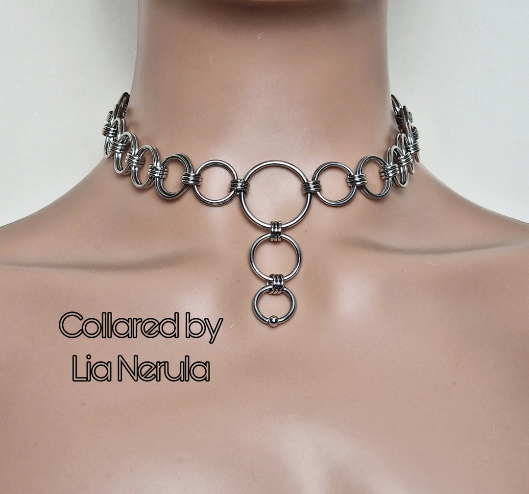 Wide Chain Collars for Subs, Stainless Steel BDSM Collar With Hex