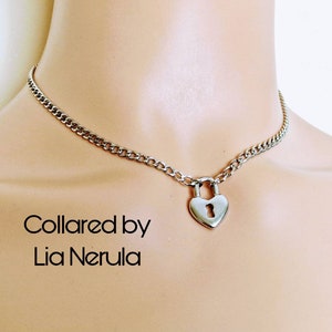 24/7 Heart lock day collar, Hex locking chain collars for subs