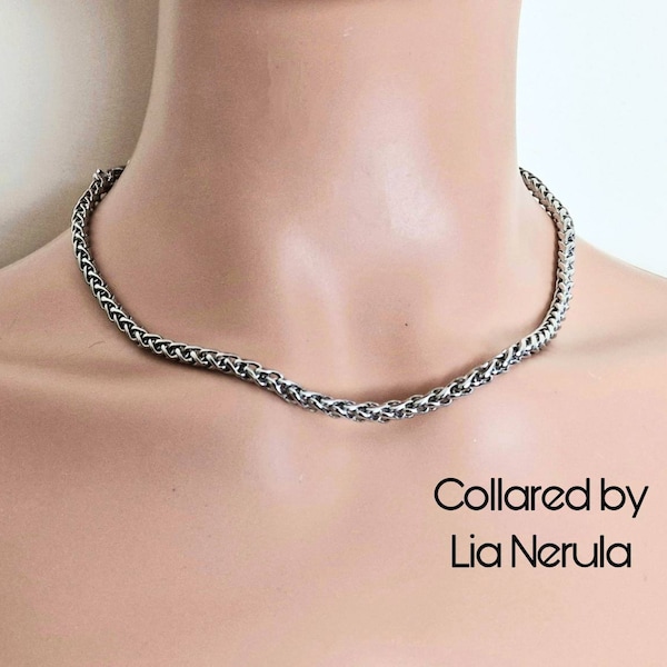 Simple locking collar, discreet day collars for subs, 24/7 Unisex chunky chain necklace choker