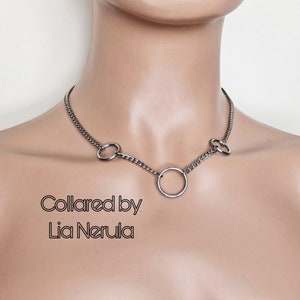 24/7 Triple O ring necklace day collar, Simple collars for subs, hex locking chain collar