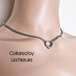 24/7 Heart lock day collar, Hex locking chain collars for subs
