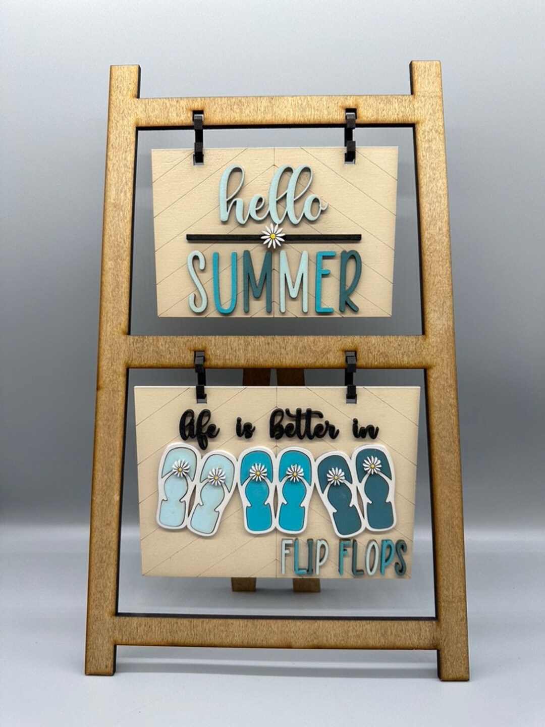 Hello Summer-flip Flops-inserts Only-interchangeable Leaning Ladder - Etsy