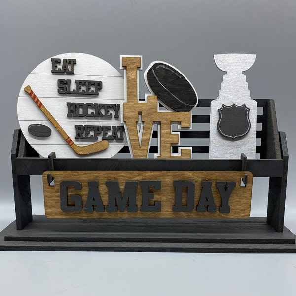Hockey-Game Day Set-Shelf Sitter- Interchangeable-Home Decor