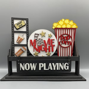 Movie Night-Popcorn Set-Shelf Sitter- Interchangeable-Home Decor