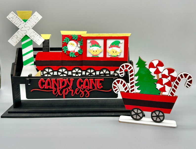 Candy Cane Lane Christmas Train Shelf Sitter Set-home Decor - Etsy