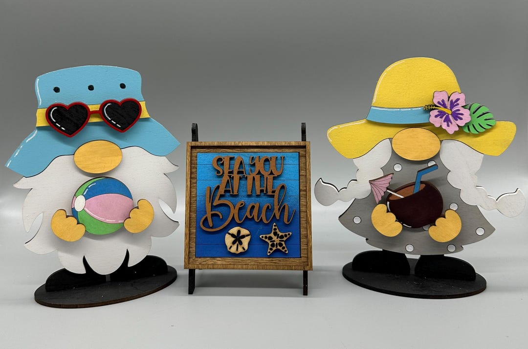 Sea You at the Beach-summertime-interchangeable Standing Gnome Set - Etsy