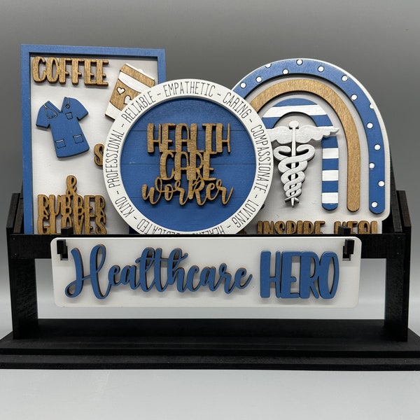 Healthcare Hero-Health Care Worker-Medical Staff-Shelf Sitter Set- Interchangeable-Home Decor