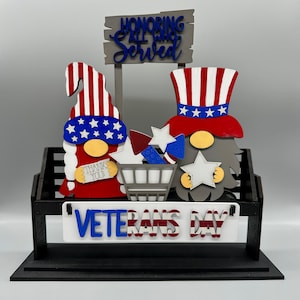 Freedom Gnomes-Protect-Honor-Serve-Shelf Sitter Set-Interchangeable-Home Decor