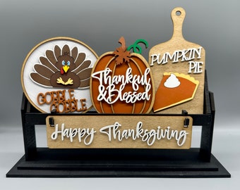 Thanksgiving-Turkey-Blessed Shelf Sitter Set-Interchangeable-Home Decor