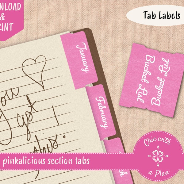 Pinkalicious Section Tabs for Planners, Journals, Recipe Notebooks, etc