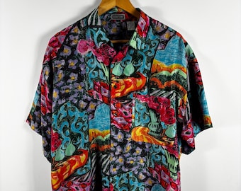 Vintage 90s Abstract Silk Shirt by Romantkismo