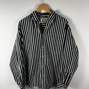 Vintage 90s Natural Threads Green & White Striped Buttondown