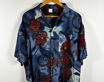 Vintage 90s Floral Silk Shirt by Details Menswear